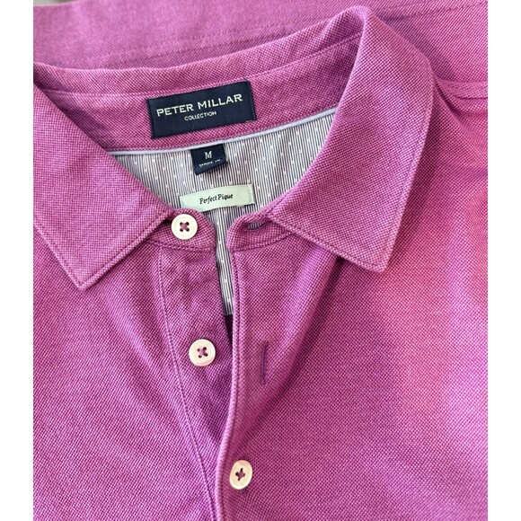 Peter Millar Mens Polo Shirt Purple Perfect Pique Short Sleeve Stretch Medium - Picture 3 of 8